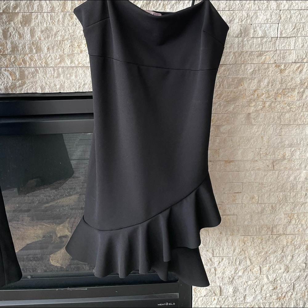 Blue blush black cocktail dress with spaghetti straps, Large